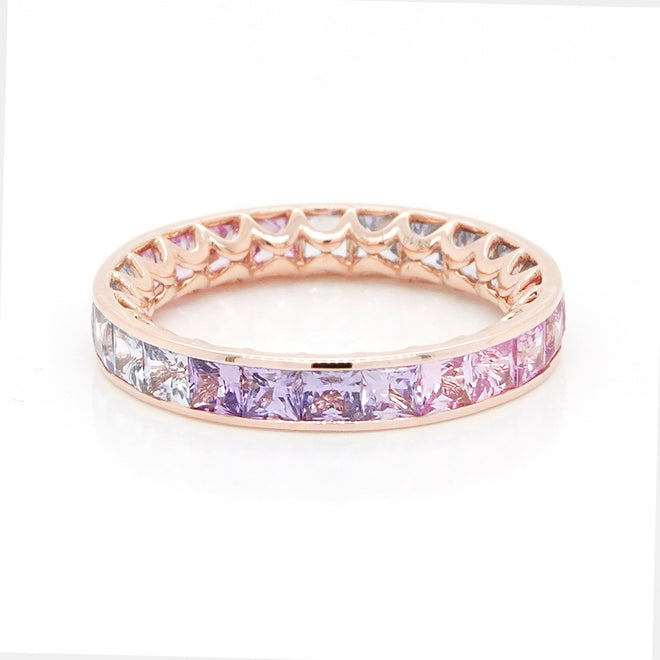 3.60 cts Princess Fancy Sapphire Eternity Ring