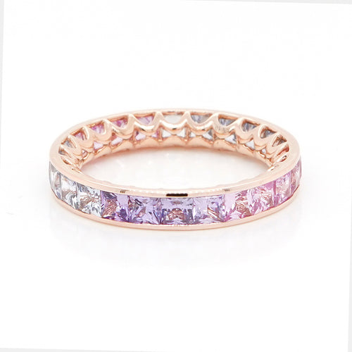 3.60 cts Princess Fancy Sapphire Eternity Ring