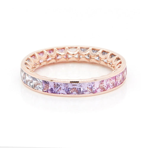 3.60 cts Princess Fancy Sapphire Eternity Ring