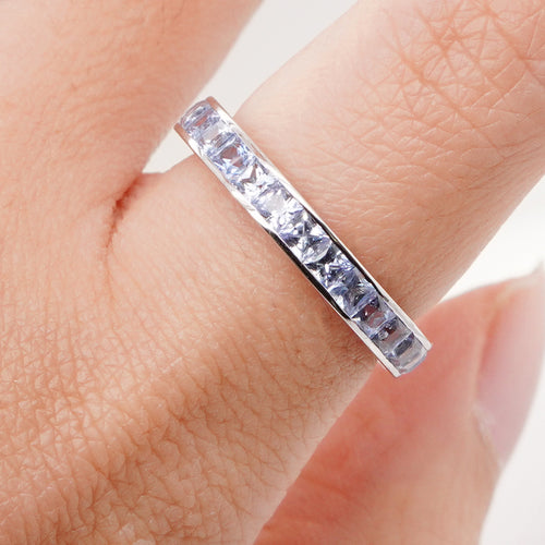 3.01 cts  Princess Fancy Sapphire Eternity Ring