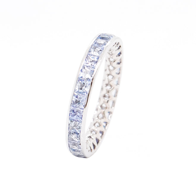 3.01 cts  Princess Fancy Sapphire Eternity Ring