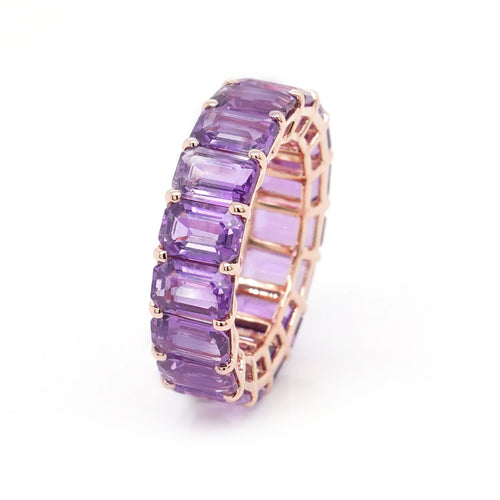 12.48 cts Octagon Fancy Sapphire Eternity Ring