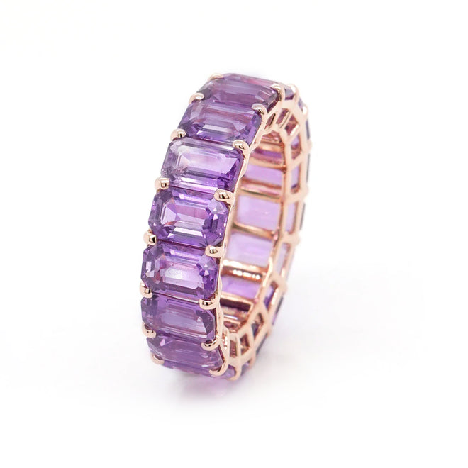 12.48 cts Octagon Fancy Sapphire Eternity Ring