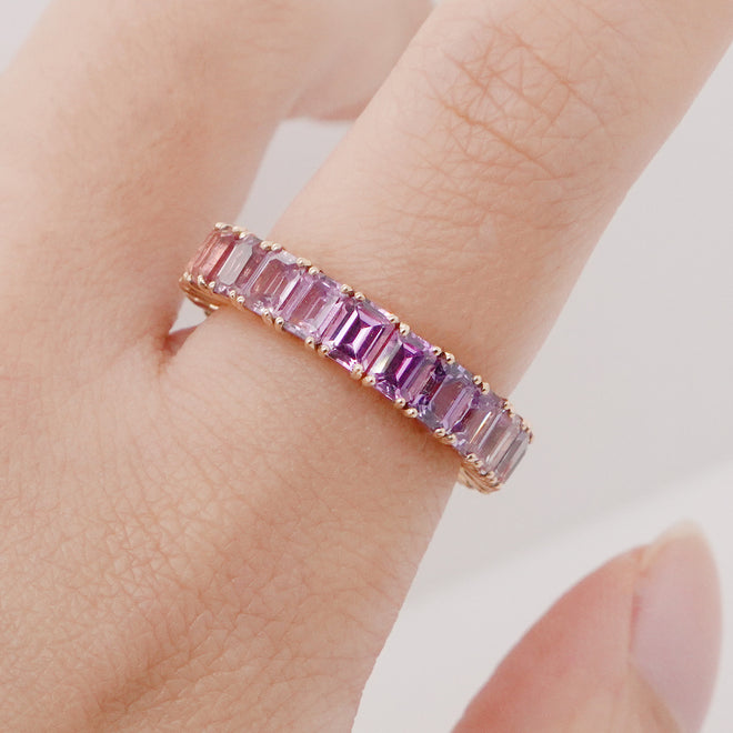 6.24 cts Octagon Fancy Sapphire Eternity Ring