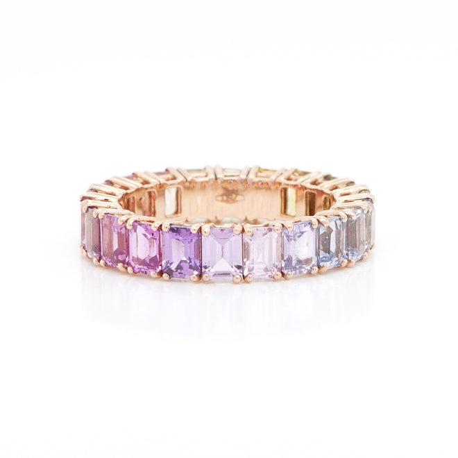 6.24 cts Octagon Fancy Sapphire Eternity Ring