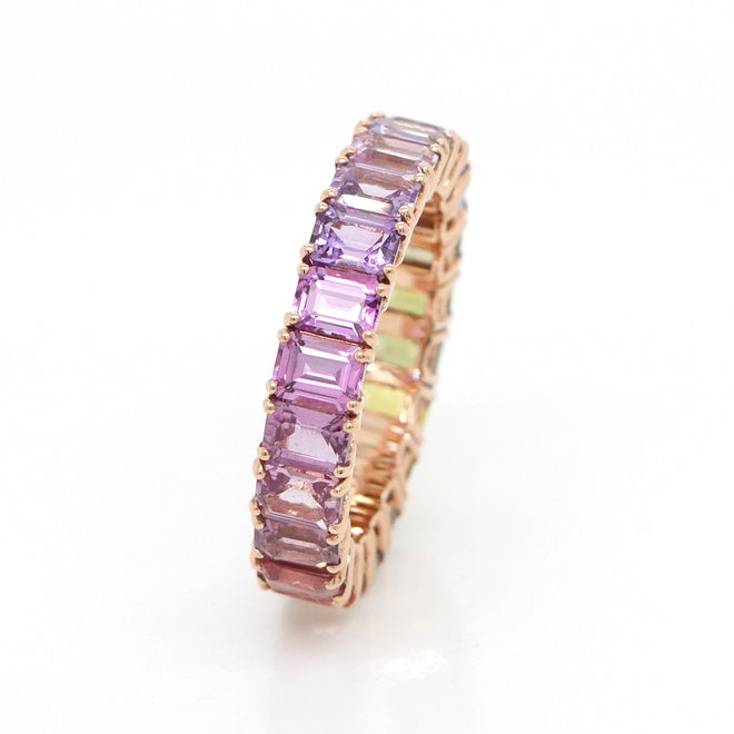 6.24 cts Octagon Fancy Sapphire Eternity Ring