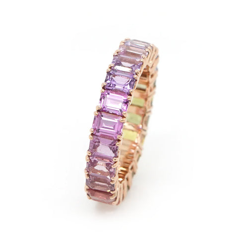 6.24 cts Octagon Fancy Sapphire Eternity Ring