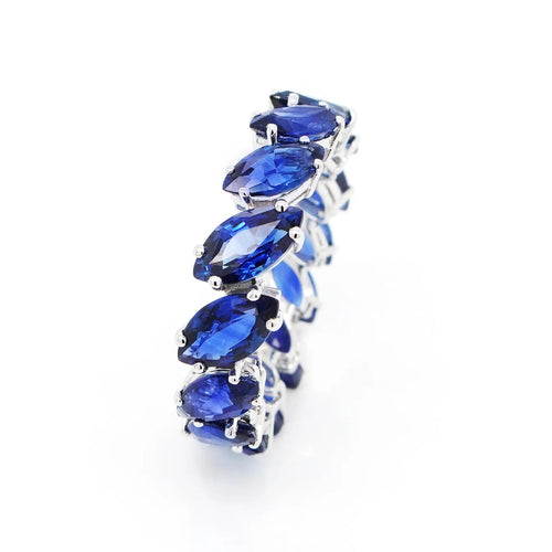 6.78 cts Marquise  Blue Sapphire Eternity Ring