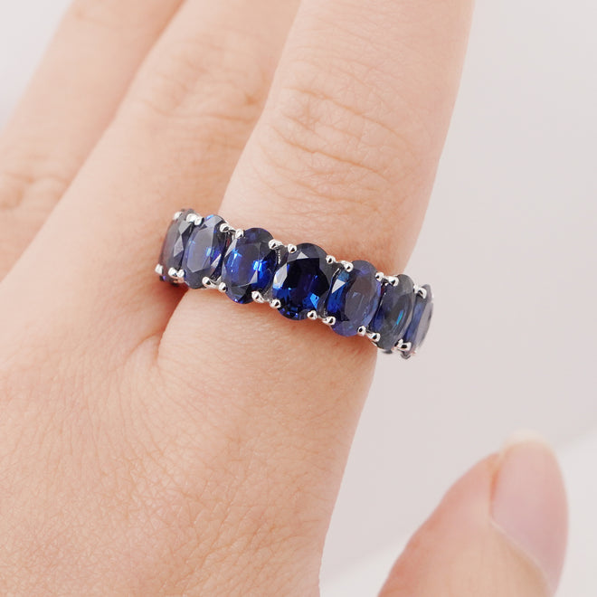 ETN RS-23025-12.53 cts Oval Blue Sapphire Eternity Ring