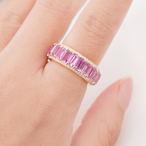 6.85 cts Octagon Fancy Sapphire Eternity Ring