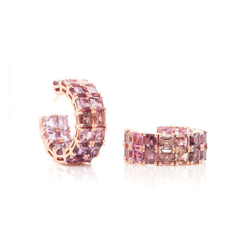 13.98 cts Sapphire Asscher Eternity Hoops