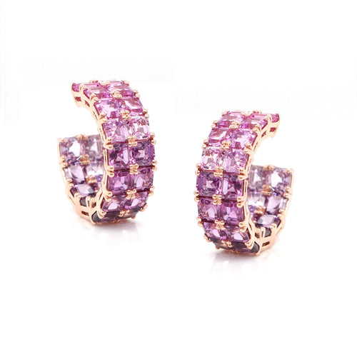 14.23 cts Pink Sapphire Asscher Eternity Hoops