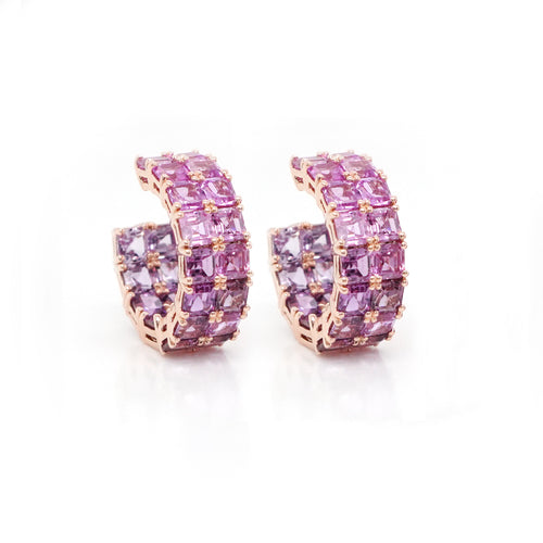 14.23 cts Pink Sapphire Asscher Eternity Hoops