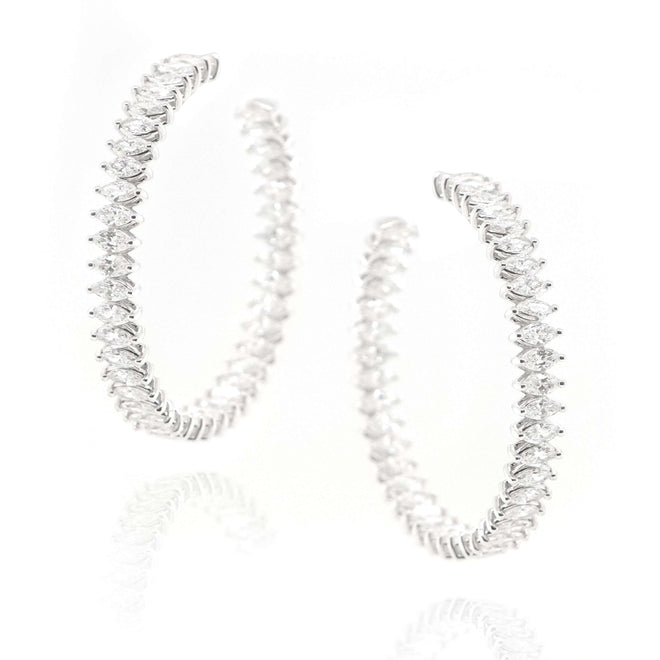 8.90 cts White Marquise Diamond Eternity Hoops