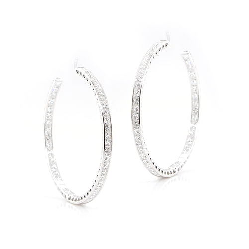9.80 cts Princess Diamond Eternity Hoops
