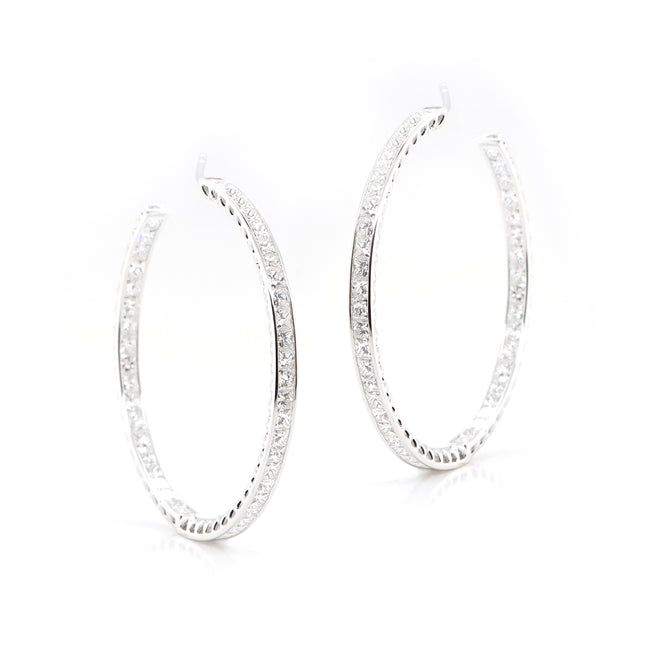 9.80 cts Princess Diamond Eternity Hoops