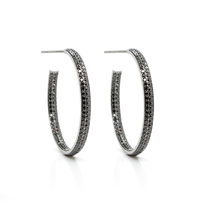 4.32 cts Round Black Diamond Eternity Hoops