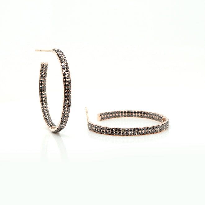 4.41 cts Round Black Diamond Eternity Hoops