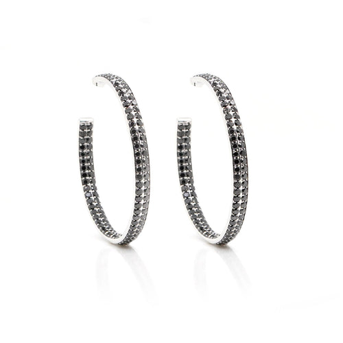 4.28 cts Round Black Diamond Eternity Hoops