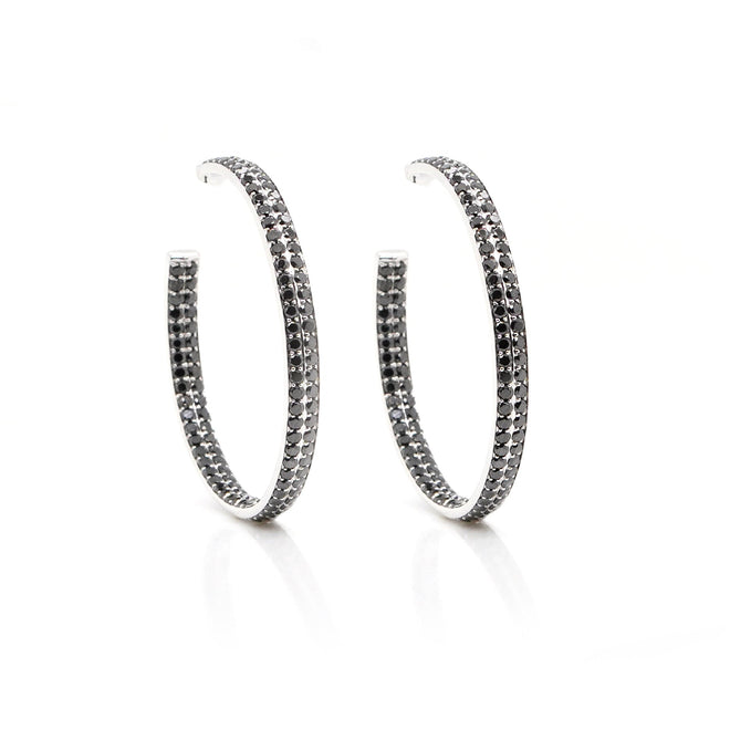 4.28 cts Round Black Diamond Eternity Hoops