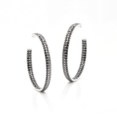 4.28 cts Round Black Diamond Eternity Hoops