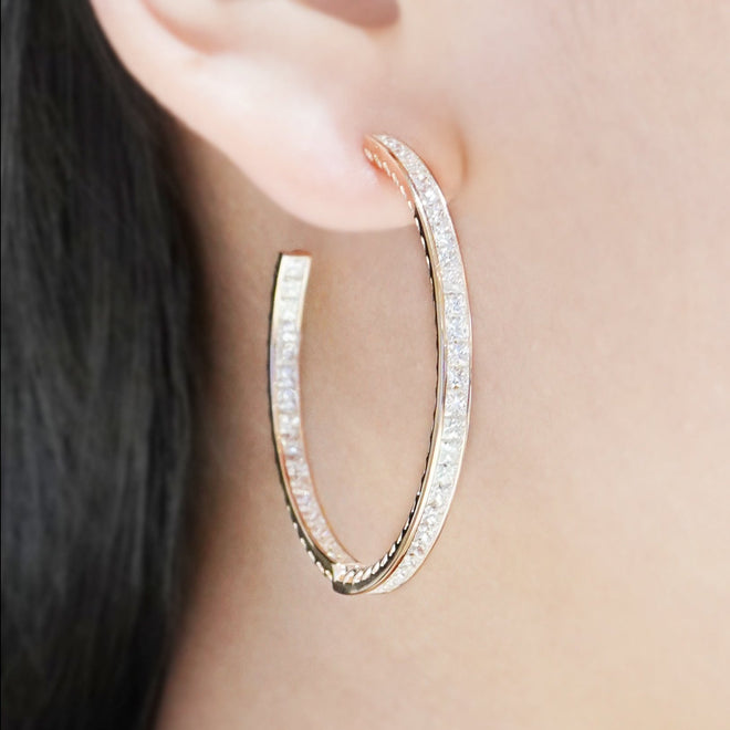 6.57 cts Princess Diamond Hoops