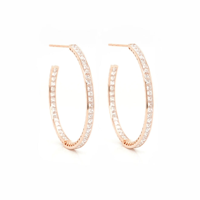 6.57 cts Princess Diamond Eternity Hoops