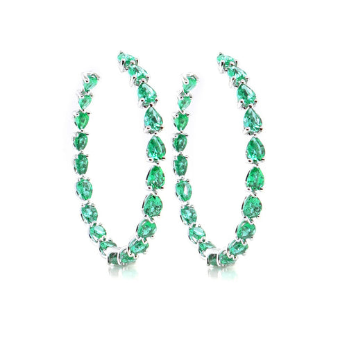  7.12 cts Pear Shape Emerald Eternity Hoops