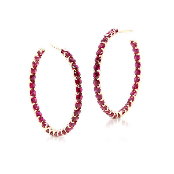 8.37 cts Round Ruby Eternity Hoops
