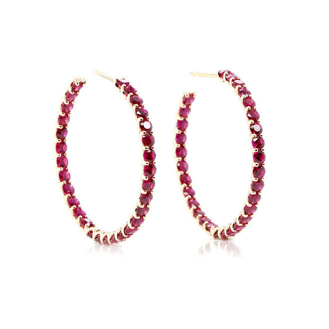 8.37 cts Round Ruby Eternity Hoops
