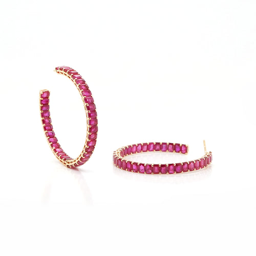 18.47 cts Octagon Ruby Eternity Hoops