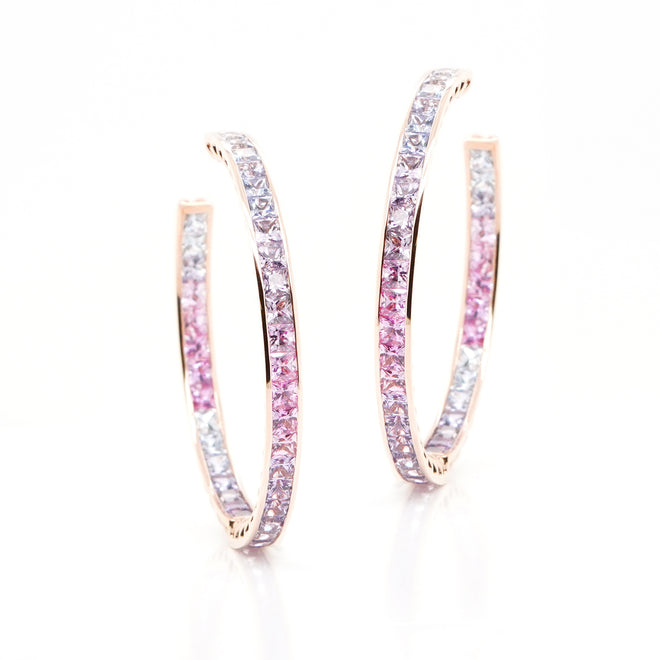  10.96 cts Fancy Princess Sapphire Eternity Hoops