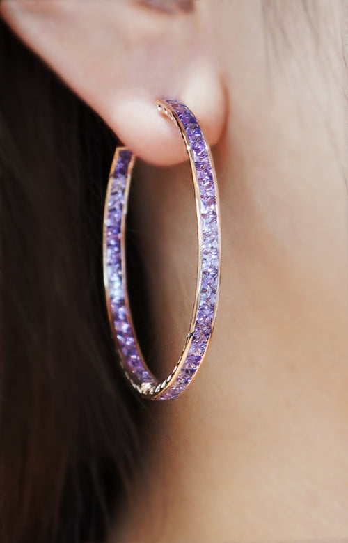 8.97 cts Fancy Princess Sapphire Eternity Hoops