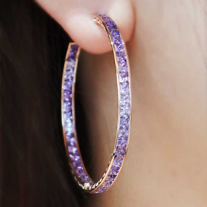 8.97 cts Fancy Princess Sapphire Eternity Hoops