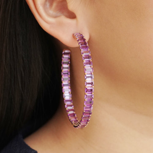 54.58 cts Princess Fancy Sapphire Eternity Hoops