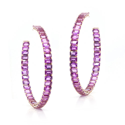 54.58 cts Princess Fancy Sapphire Eternity Hoops