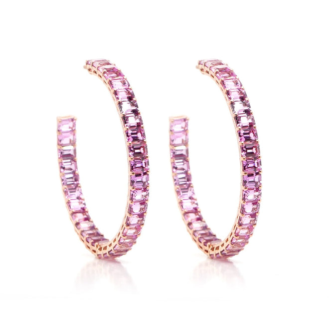 16.41 cts Fancy Octagon Sapphire Eternity Hoops