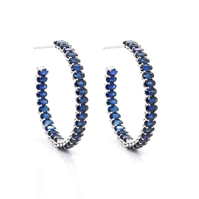 20.81 cts Blue Octagon Sapphire Eternity Hoops