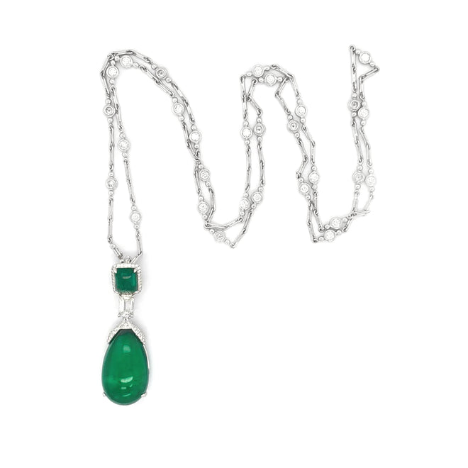 26.77 / 2.82 / 3.36 cts Emerald with Diamond Necklace (ENQUIRE)