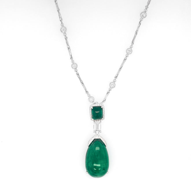  26.77 / 2.82 cts Emerald with Diamond Necklace (ENQUIRE)