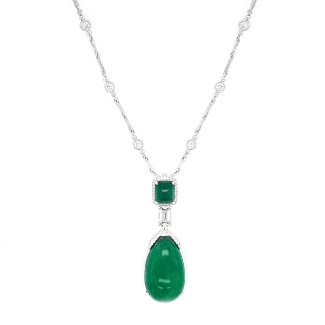 26.77 / 2.82 / 3.36 cts Emerald with Diamond Necklace (ENQUIRE)