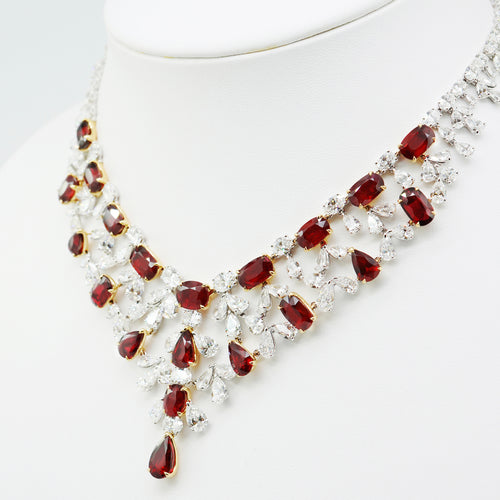 60.99 / 58.48 cts Oval Ruby with Pear Shape Diamond Necklace (ENQUIRE)