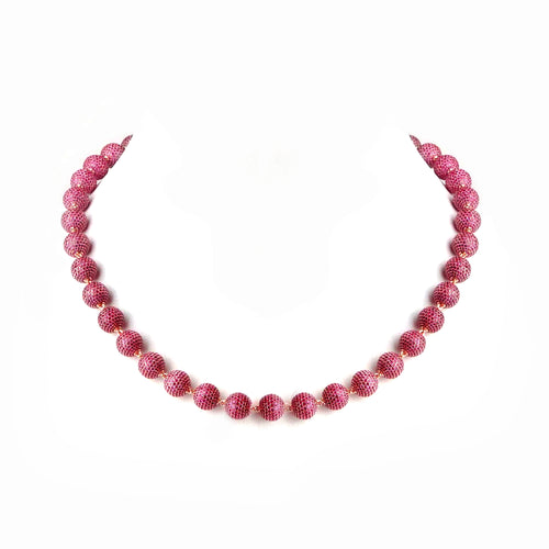 51.21 cts Round Ruby Necklace