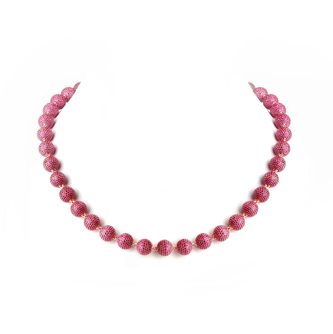 51.21 cts Round Ruby Necklace