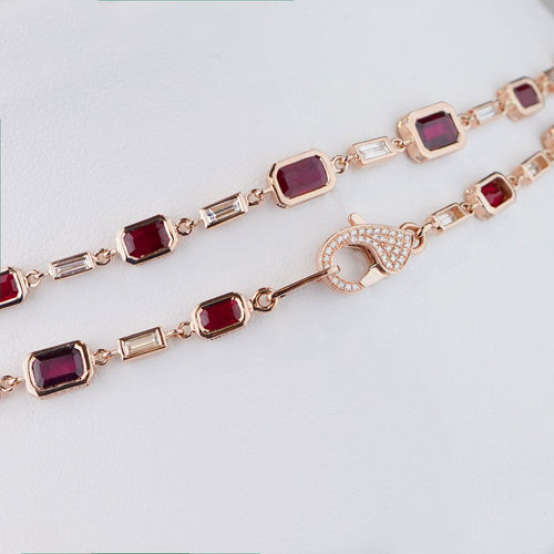 NR-25002-24.79  3.46 cts Ruby with Diamond Necklace