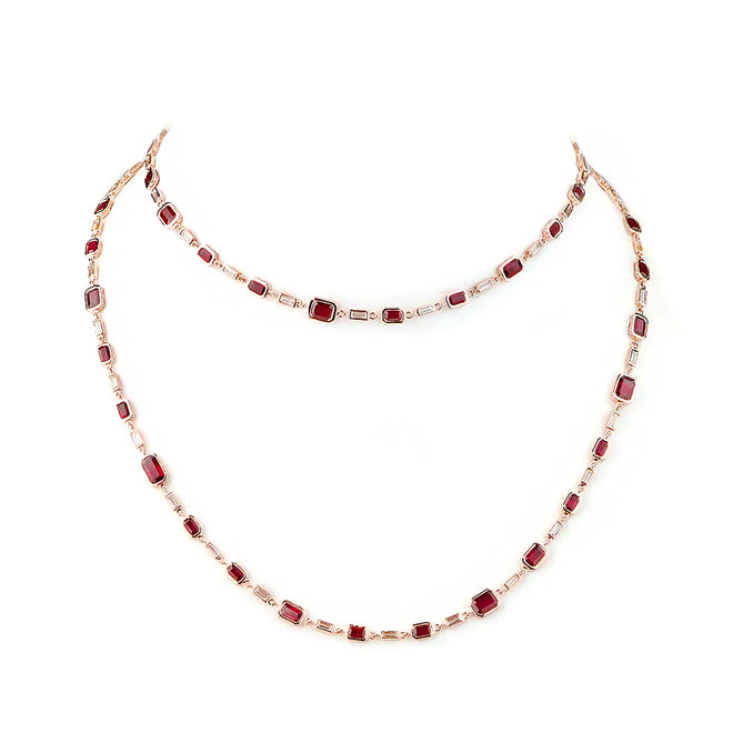 24.79 / 3.46 cts Ruby with Diamond Necklace