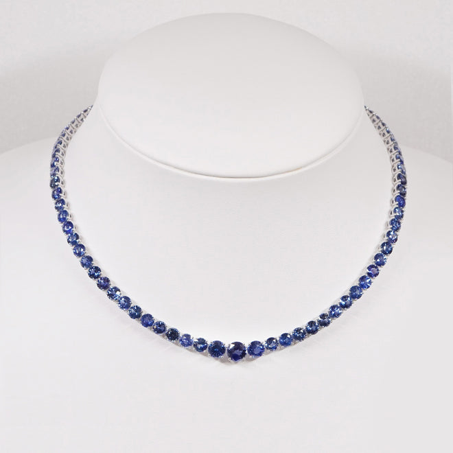 61.80 cts Round Blue Sapphire Necklace