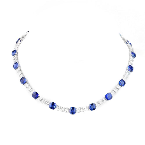 53.82 cts Blue Sapphire with Diamond Necklace (ENQUIRE)