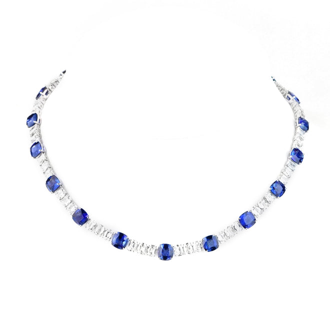 53.82 cts Blue Sapphire with Diamond Necklace (ENQUIRE)