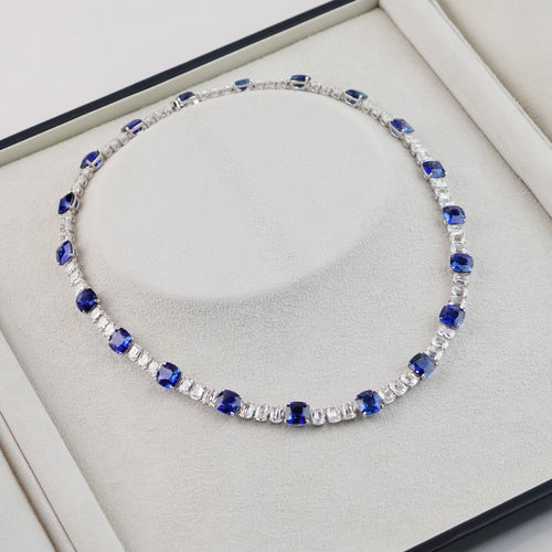 53.82 cts Blue Sapphire with Diamond Necklace (ENQUIRE)